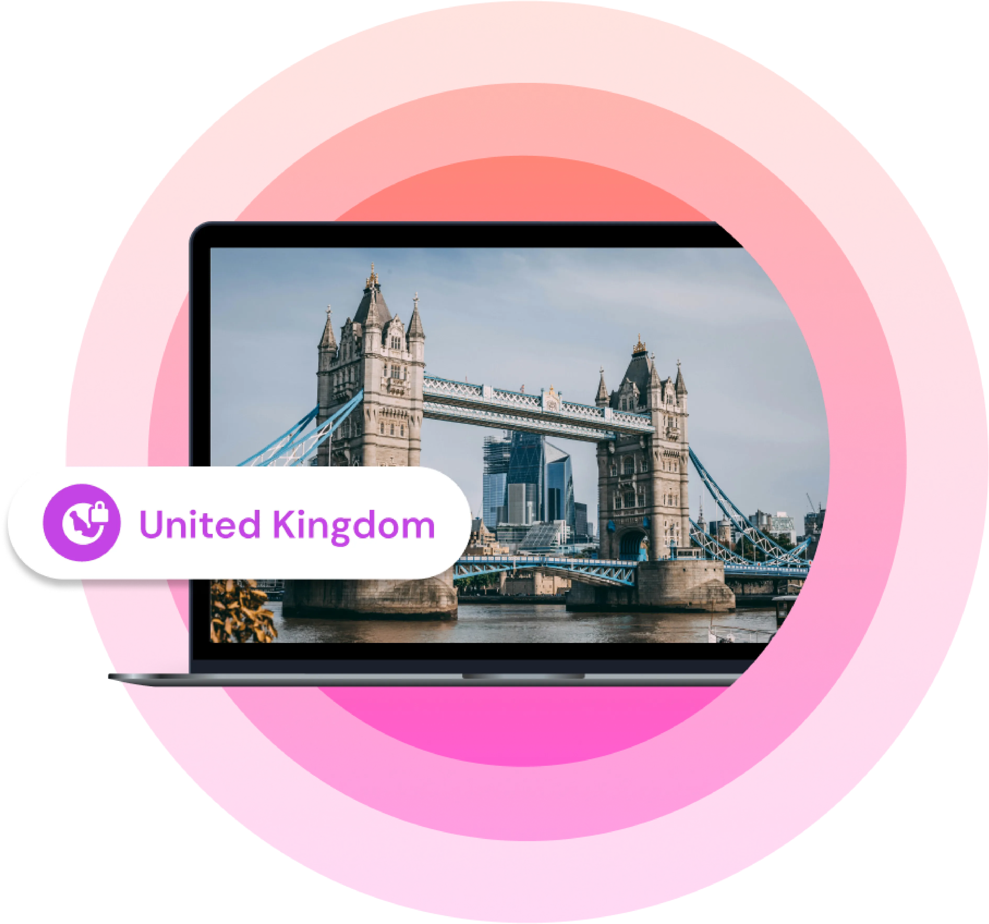 Laptop with London Tower Bridge as a wallpaper